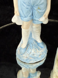 Thumbnail for Antique 19th c German Porcelain Figurine Pair Two Children Bisque &Glazed Finish8