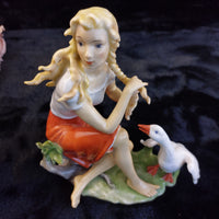 Thumbnail for Kaiser W Germany Porcelain Figurine Girl Goose 7 in – Good, Hand Painted Medium.10