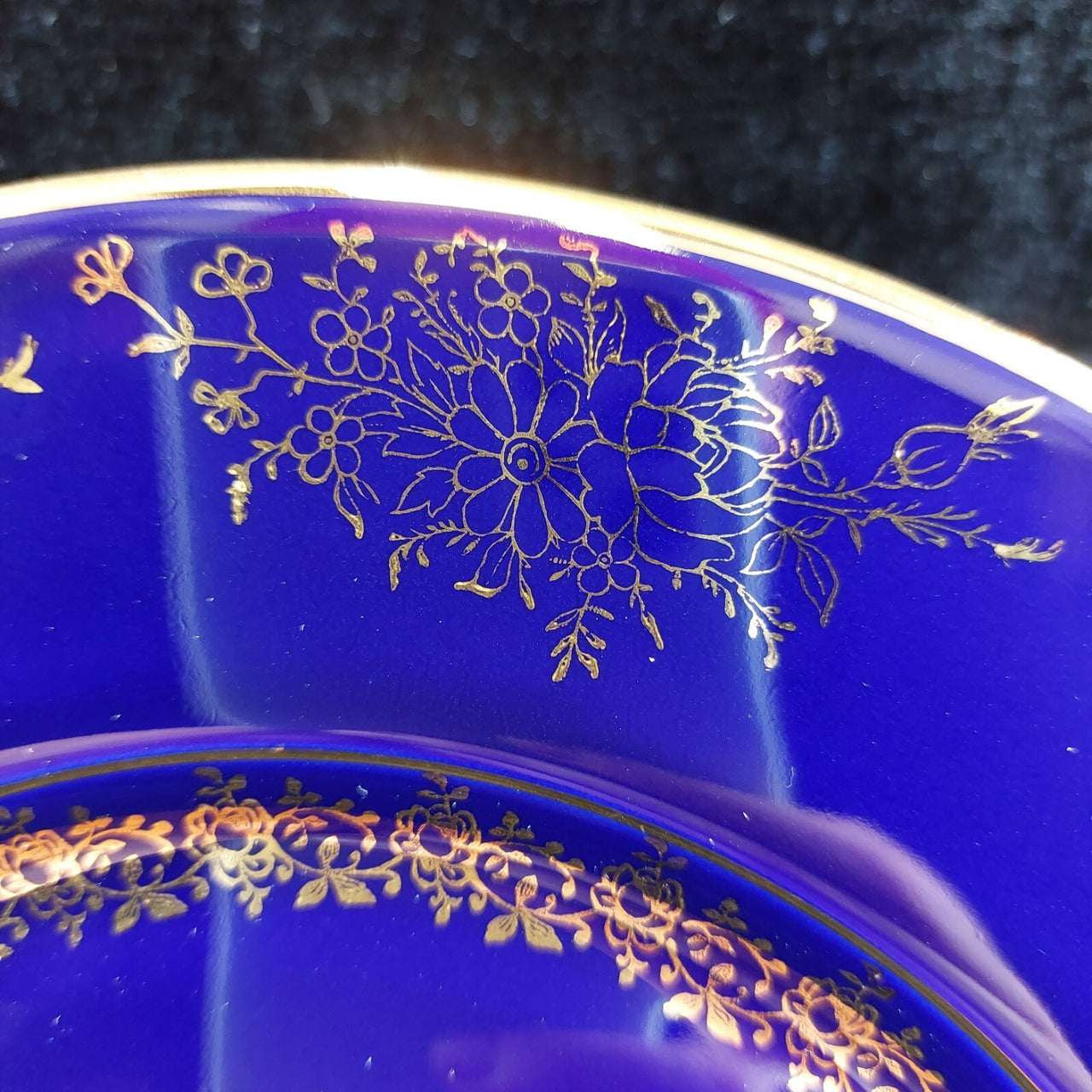 Limoges Royal Blue  Glaze & Decorative Plate  Miniature Porcelain  Wall 3 Plates11