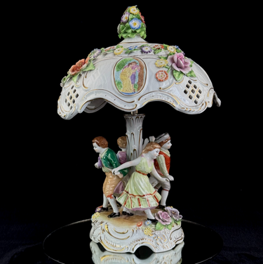 Antique HandPainted Royal KPM Bavaria Porcelain Table Lamp with Floral Motif0