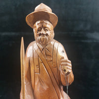 Thumbnail for Wooden Vintage SculptureFisherman -Folk Art - Jocelyn Caron - Chipped Hand7