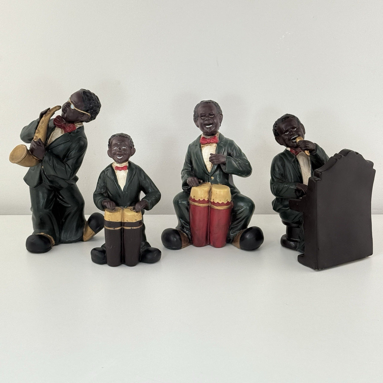 Ceramic Jazz Musician Figurine Set Of 4 See The Pics African American Band Pair0