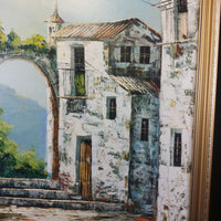 Thumbnail for Vintage Framed Oil Painting Signed by Maria European Village Scene Gold Frame4
