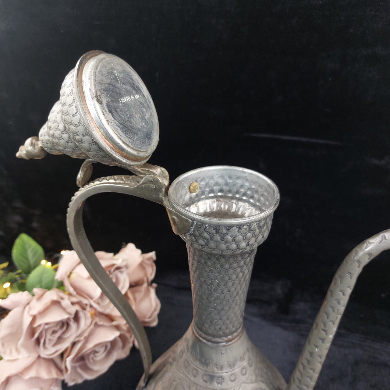 Lebanon Metal Ewer 17" Tall HandEtched Pitcher Middle Eastern beautiful vintage11