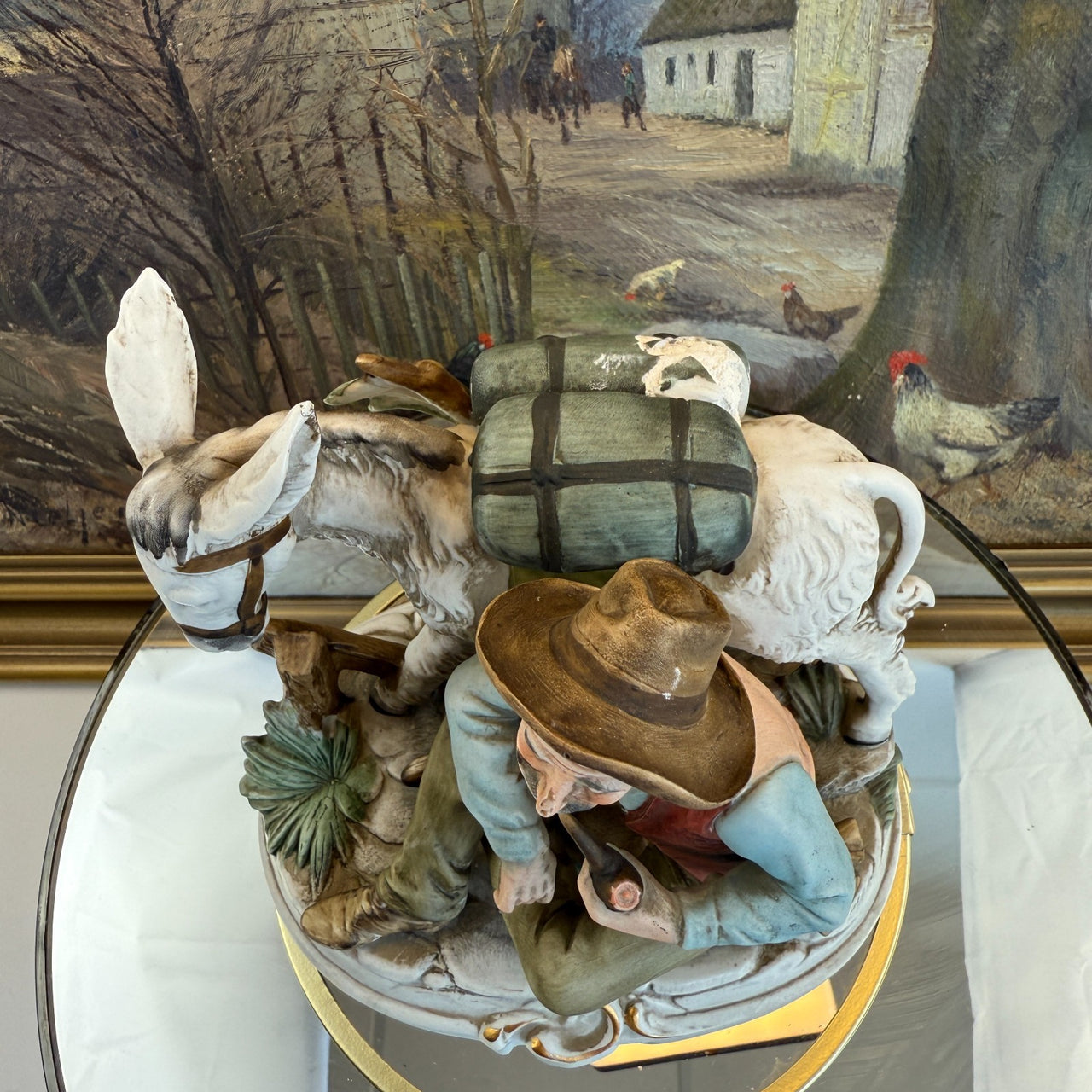 Rare Vintage Capodimonte Original Figurine: Old Man with Donkey see the pics7
