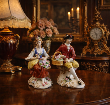 Porcelain Antique Victorian Figurine Pair 5