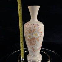 Thumbnail for Antique Vintage Hand Painted Milk Glass Vase Floral Enamel Tall 10” Art Deco Sty9