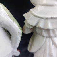 Thumbnail for Antique Porcelain Boy & Girl Figurines Pair Poultry Chicken Farmyard 10.5