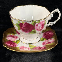 Thumbnail for Royal Albert Old English Pink Rose Tea Set of 2 & 2 side plates Rose Gold 6 pc.10