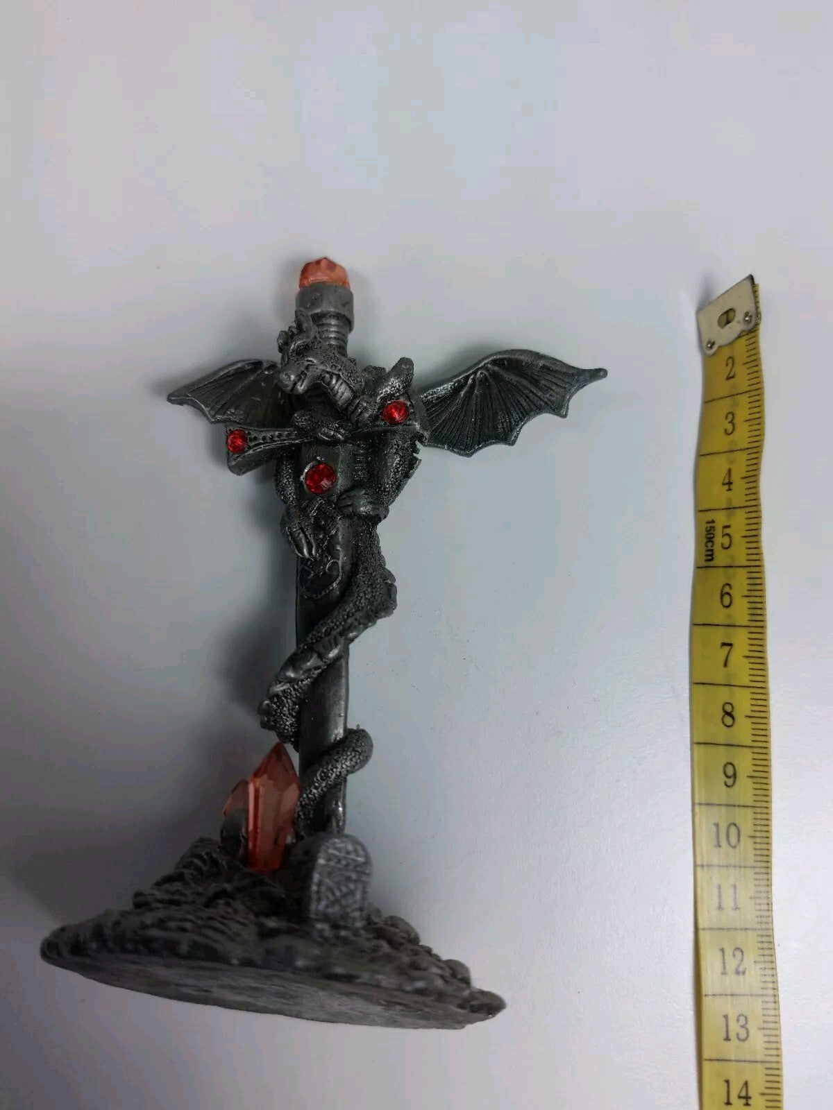 Gothic Dragon  Figurine with Gem Sword - Heavy Metallic Collectible RARE Fantasy10