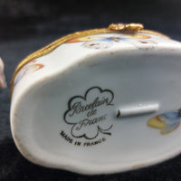 Thumbnail for Porcelaine de France Good Butterfly Trinket Box Oval Hinged 4