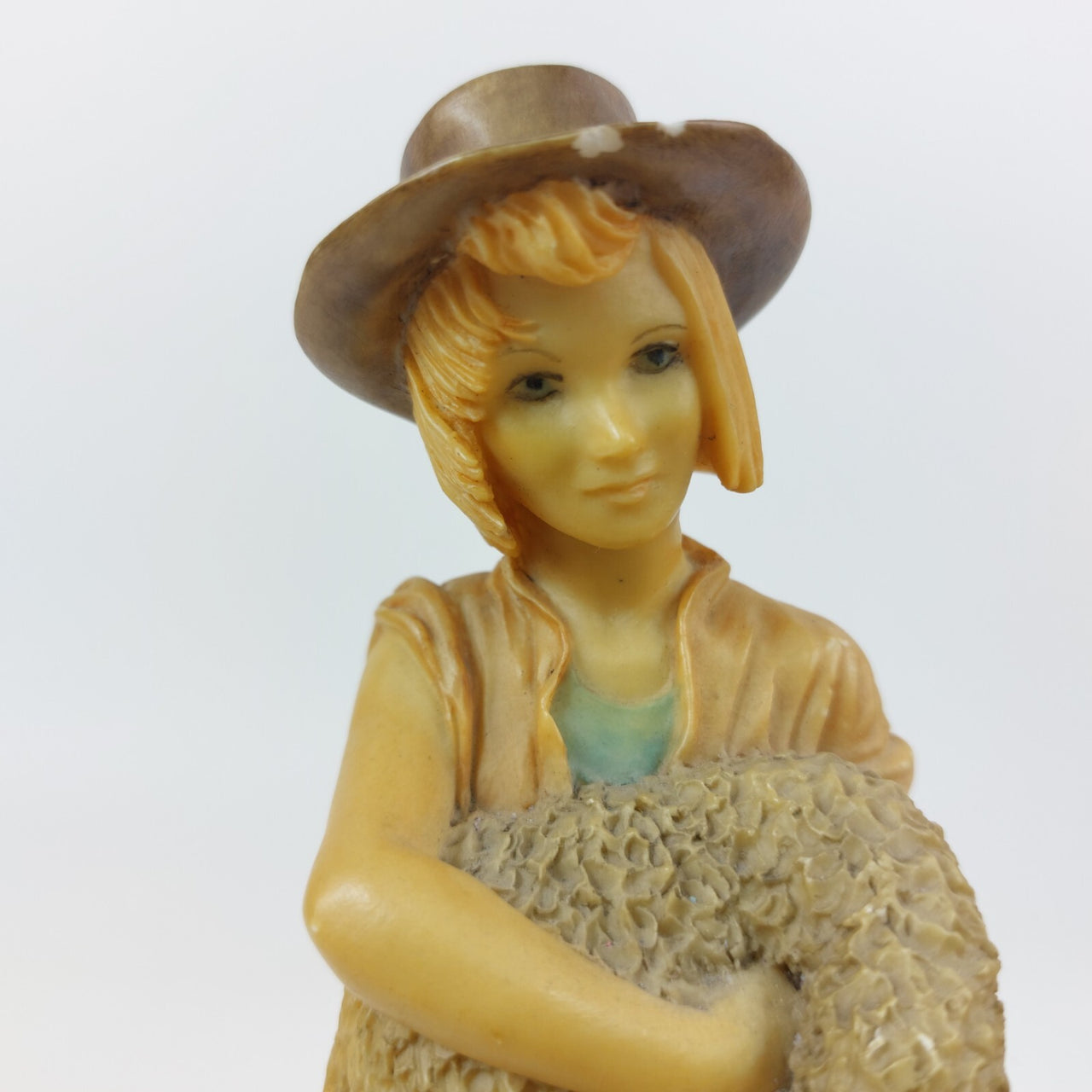 Resin Figurine of Girl Holding Lamb on Marble Base 1455 gr 9.75" decor.8