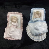 Thumbnail for Leonardo Collection Porcelain Sleeping Baby Figurines Set Girl Boy Bed Deco gift0