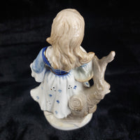 Thumbnail for German Porcelain Figurine 8.5in Lady with Rose Blue Gold White see pics decor.5
