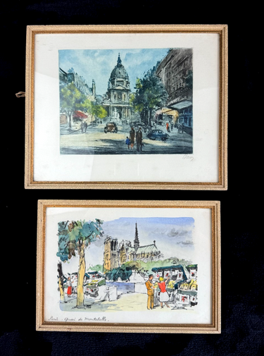 Parisian Street Scene Watercolors -Etchings by 