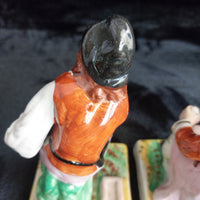 Thumbnail for Antique Staffordshire decor Figurines Seated Couple classic Pair 906g  see pics5