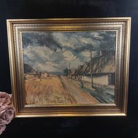 Thumbnail for Continental School Framed Gold Print on Canvas Vintage 20