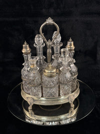 Thumbnail for Antique SilverPlated & Cut Glass Cruet Set SixBottle Castor with Stand Victoria20