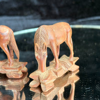 Thumbnail for Vintage Hand Carved Wooden Horse Figurines Set Lot of 5 Rustic Folk Art 3.5”12