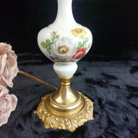 Thumbnail for Stunning Italian Porcelain gold brass Floral Table Lamp antique Decor 17