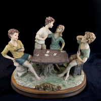 Thumbnail for Very Large Capodimonte figurine 'The Card Players' Friends group pics see decor0