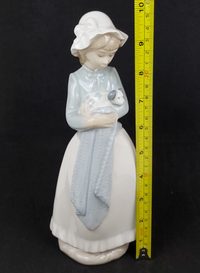 Thumbnail for Nao Girl Lladro Cuddling Puppy Figurine Blanket Porcelain firreplace decor Spain5