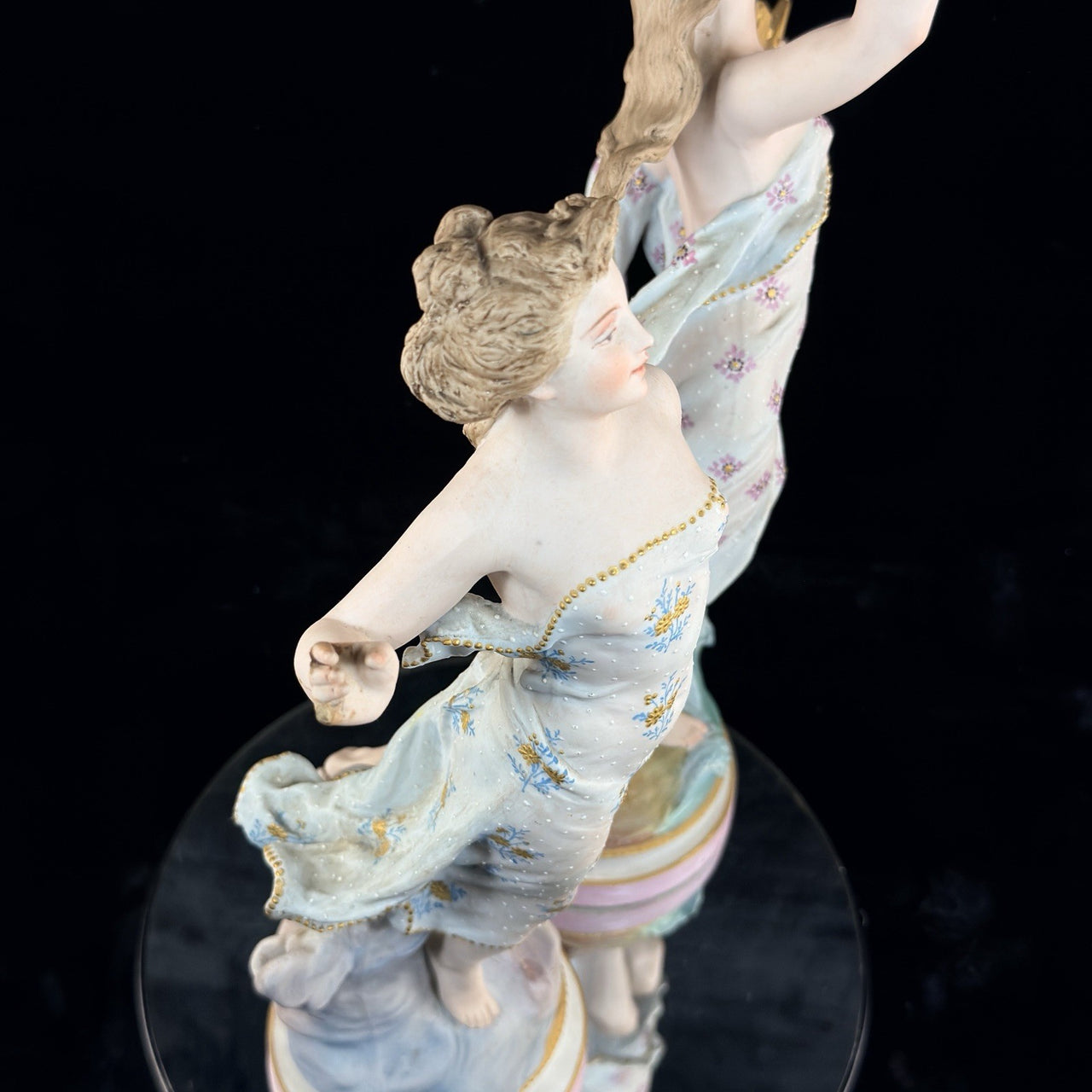 Augarten Vienna Porcelain Ladies Musician Figurines Lyre Pair Austria Antique se23
