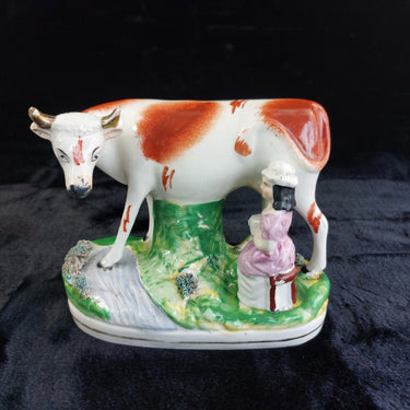 1800s Antique Staffordshire Cow Creamer Figurine 6.5