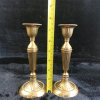 Thumbnail for Brass Made in India Pair Ribbed Candle Holders Vintage Solid Brass Candlest 7.5