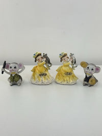 Thumbnail for Vintage Korea Figurines Girl with Cat & Mice Set Hand Painted Ceramic 1950s6