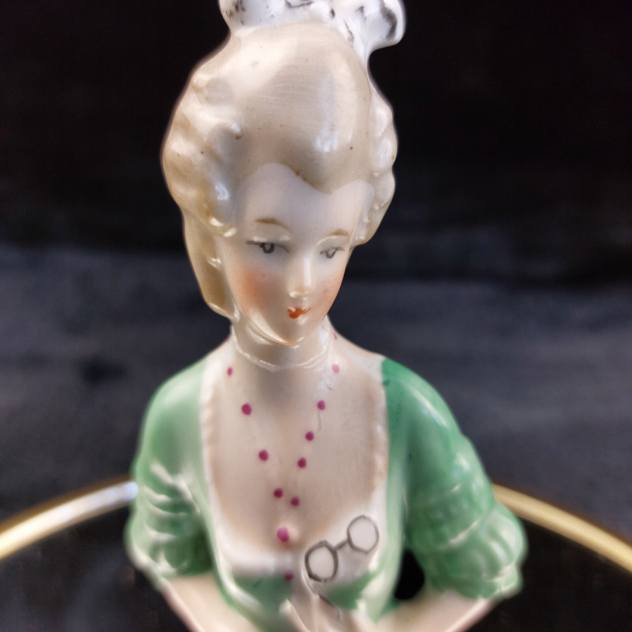 Germany Half Porcelain Doll Pair Lady Figurines Hand Painted 4.2 in 1006 Vintage6