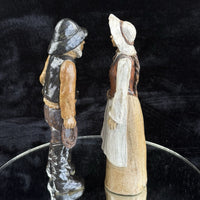 Thumbnail for Vintage  Signed by JR Art Pottery fisherman and wife clay figurine set of 2 Rare4
