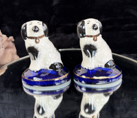 Thumbnail for Staffordshire Kent Ware Black-White Dog Pair Ceramic Ornament Decor10