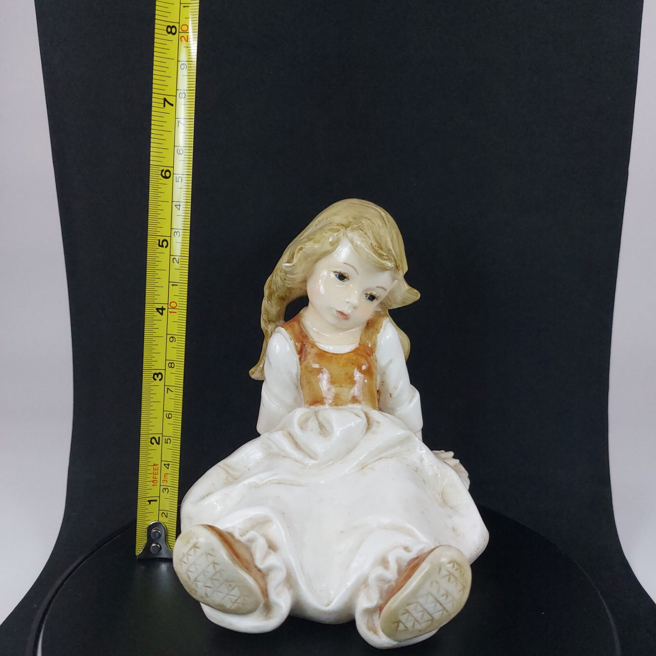 Vintage Italy - Ceramic 1950s A. Santini Little Girl Sitting Glazed Figurine5