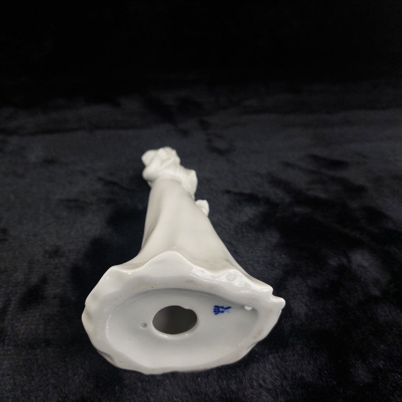 Vintage white Porcelain beautiful Girl FigurineElegant White Dress Blue Mark  9"6