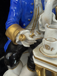 Thumbnail for German Antique Porcelain Figurine: Rococo Couple at Tea by Scheibe-Alsbach 18th10