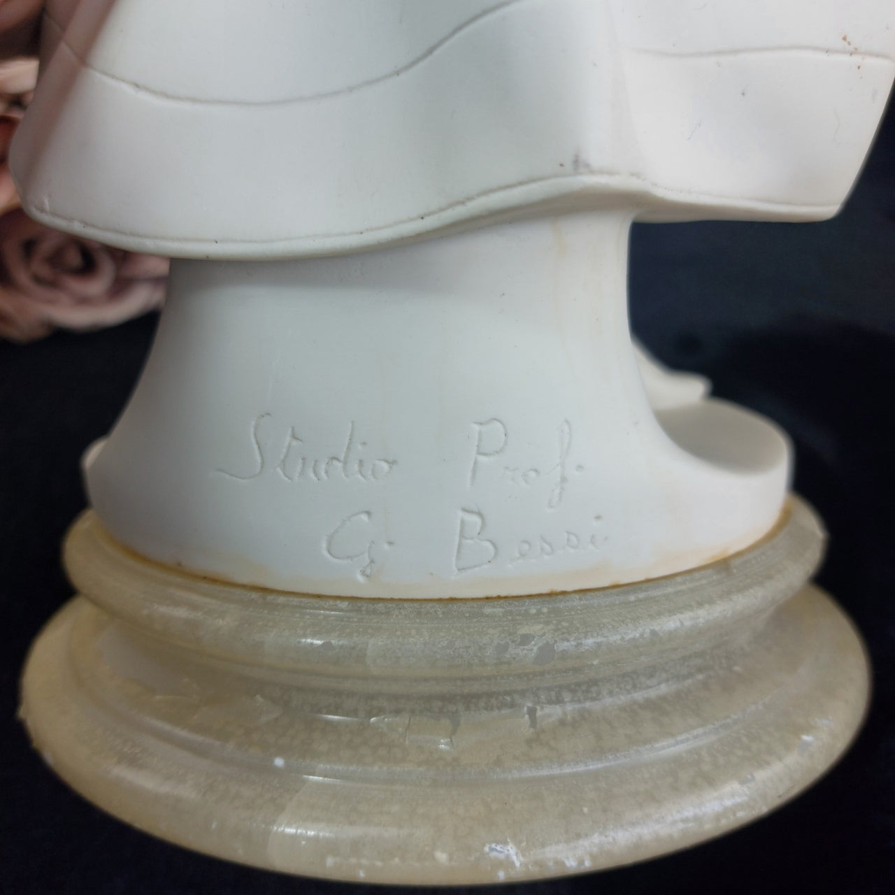Studio Bessi G. Lady Figurine Signed Resin, Country, hat damaged 17" Tall deco.12