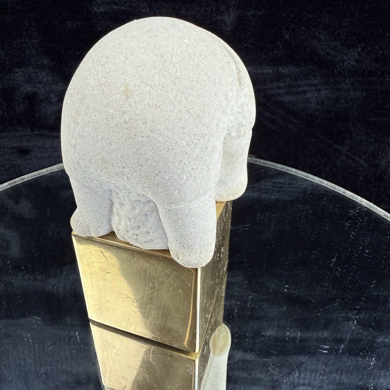 Vintage Marbell Marg Bell by Stone Art Belgium Abstract Sculpture Brass Base 5"8