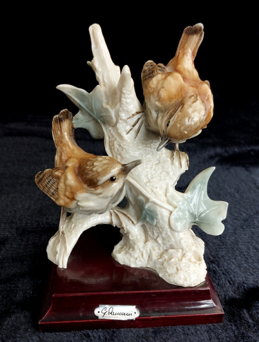 G.Armani Twin Birds Figurine  Italian Capodimonte Porcelain Signed 6.5” gift0
