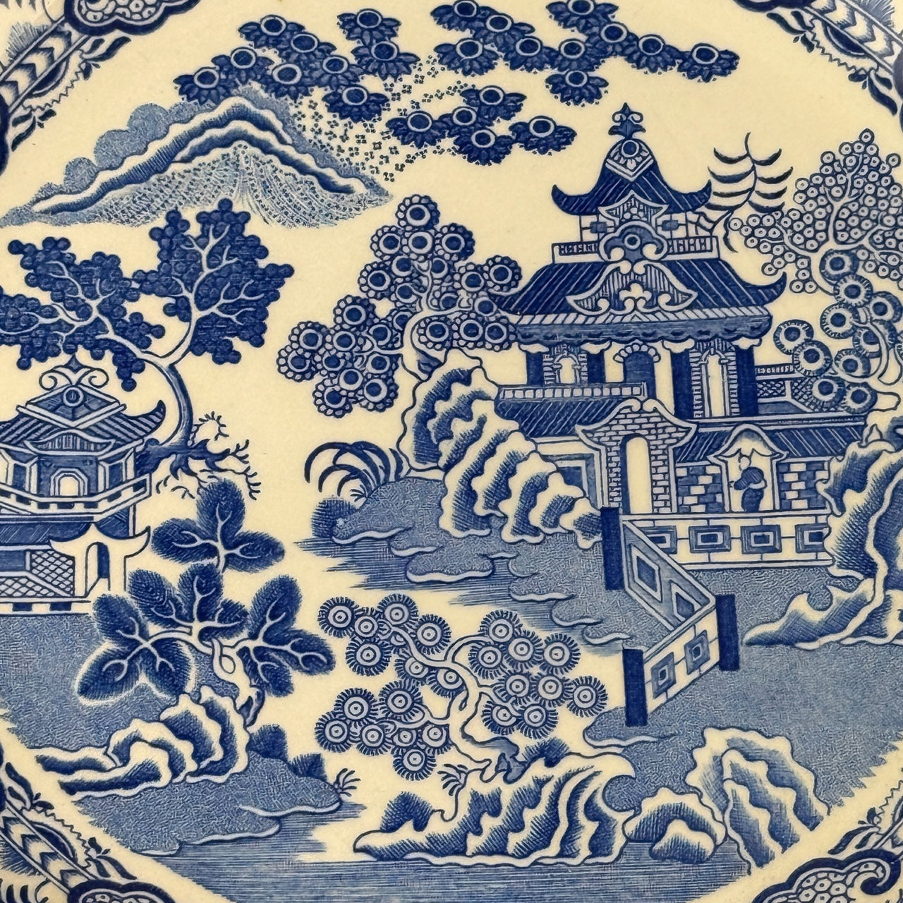 Spode Mint Danbury Willow Pattern Plates x3 – Blue & White Collector antique Set14