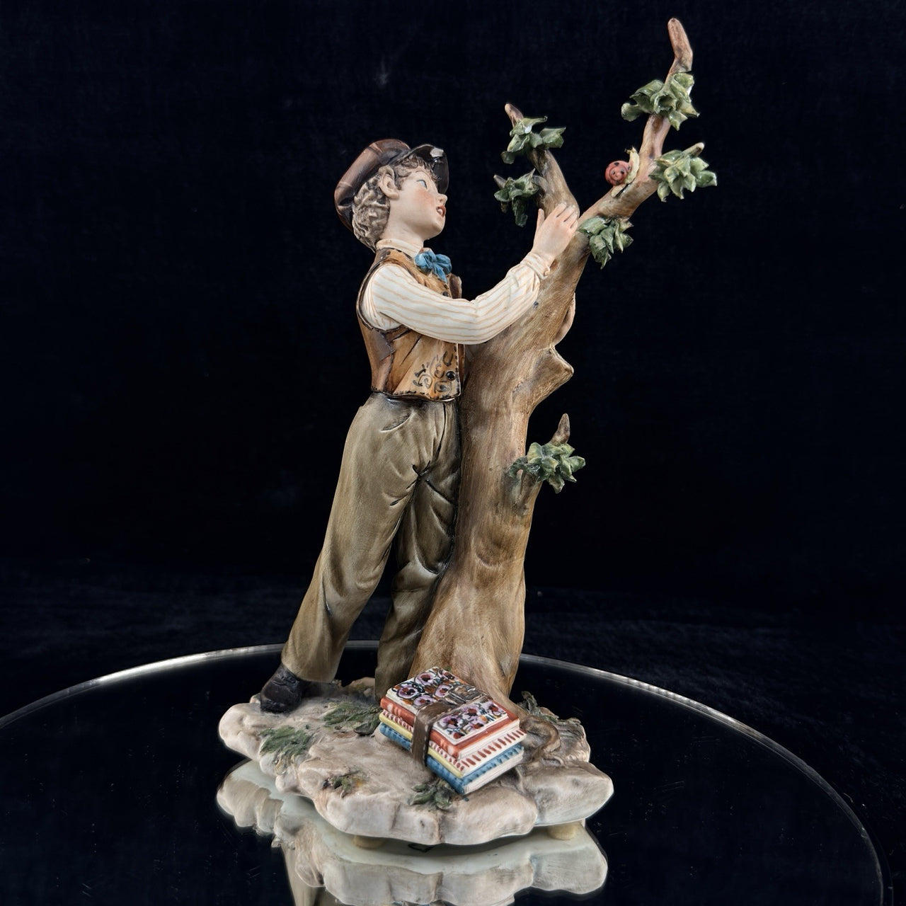 Capodimonte Volta Boy with Tree Figurine Hand Painted Italian Porcelain See Pics0
