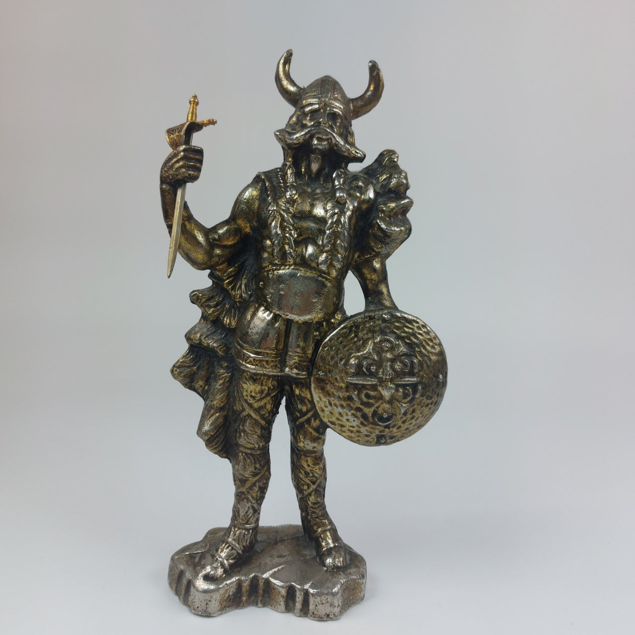 Brass Viking Warrior Figurine Vintage  2kg  with Shield and Sword   9" (23 cm) 3