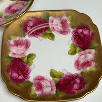 Thumbnail for Royal Albert Old English Rose Trio Set Cup Saucer Plate Pink Red Floral Gilded.3