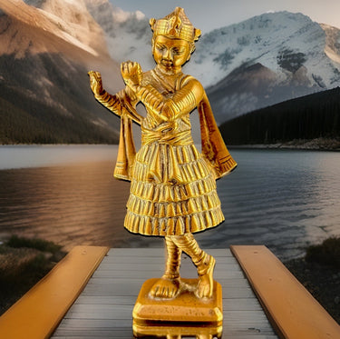Vintage / antique Indian Brass Krishna Dancing Statue – 5” Hindu Deity figurine0