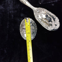 Thumbnail for Vintage Silver-Plated Vanity Set gift– Round Ornate Etched Box & Hand Mirror3
