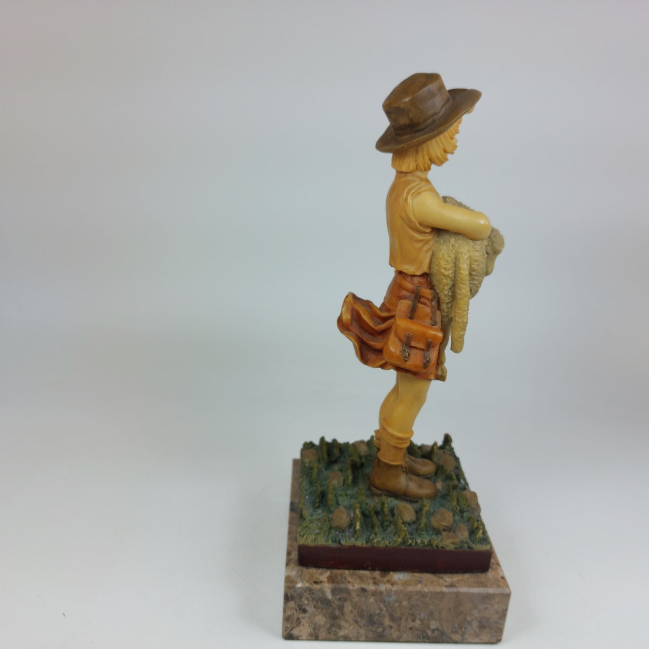 Resin Figurine of Girl Holding Lamb on Marble Base 1455 gr 9.75" decor.3