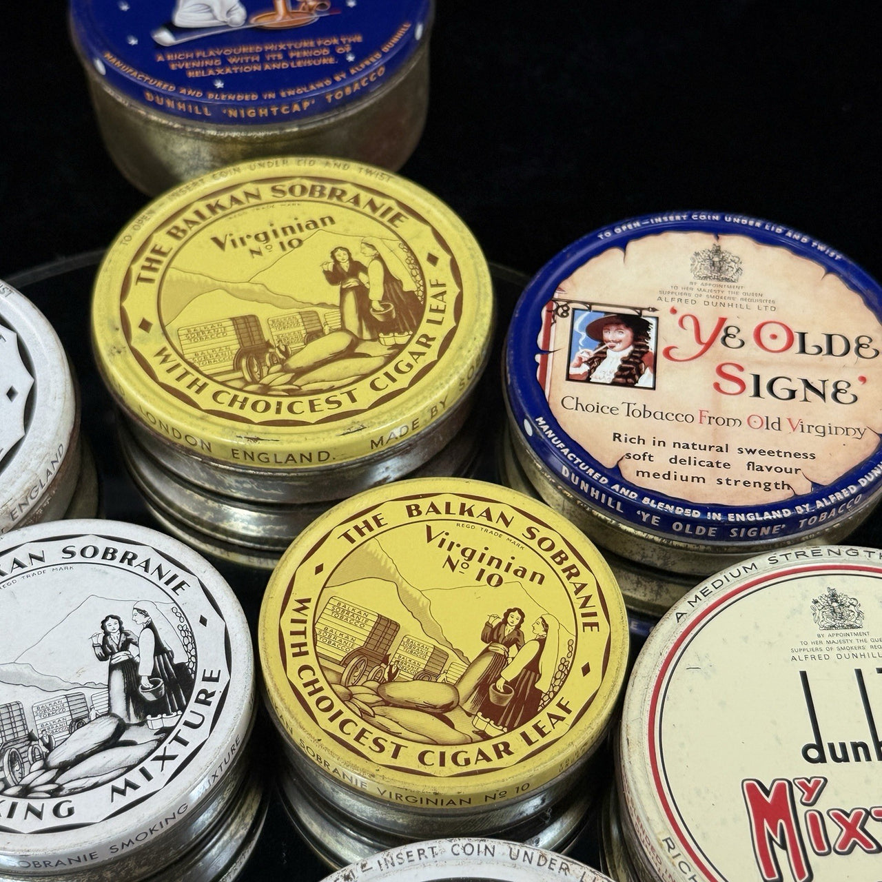 Rare 10* Dunhill Balkan Sobranie Smoking Tobacco Tin Lot Vintage Collectible UK2