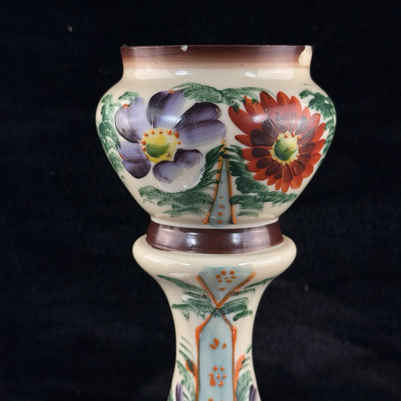 Milk Bohemian Glass Antique Vase 12” Floral Victorian Urn Form decor see pics3