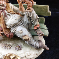 Thumbnail for Original Merli Bruno Figurine Capodimonte Italy old Man on Bench with Squirrel5