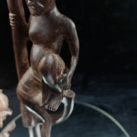 Thumbnail for Sri Lankan Wood Statue Acceptable – Stilt Fisherman Sculpture Hat Broken Brown5